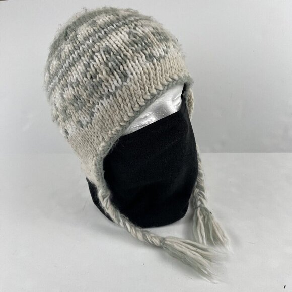 SEIRUS Beanie Hat Adults Built In Fleece Balaclava Tassels Knit Ear Flaps - Picture 1 of 9